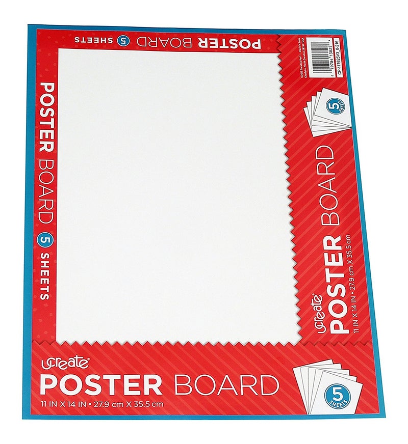 UCREATE لوح ملصقات أبيض U-Create Ucreate، 11" × 14"، 5 عبوات (13825) - Image 1